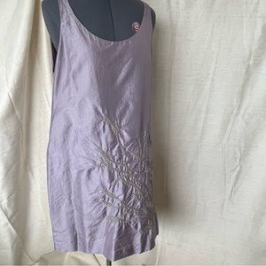 Eileen Fisher lavender rough silk tunic tank with detailing, size M